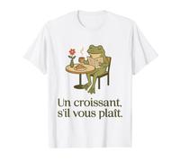 Grenouille francophile dans Un café français pour Amateur de Croissants T-Shirt Graphique avec Valeur, Homme, Blanc, XL