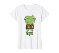 Grenouille Frankenstein Bruh Halloween T-Shirt Graphique avec Valeur, Femme, Blanc, M