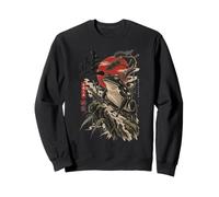 Grenouille Japonaise pin Rouge Soleil Sumi-e Bois Zen Nature Art Sweatshirt