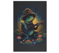 Grenouille Jouant de la guitaree Puzzles Adultes 1000 Pièces en Bois, Jouet De Puzzle De Défi De Cerveau pour des Enfants, D’Intelligence 78×53cm