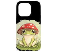 Grenouille ludique avec un chapeau champignon pour les amateurs d'art décontractés Coque pour iPhone 15 Pro
