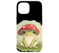 Grenouille ludique avec un chapeau champignon pour les amateurs d'art décontractés Coque pour iPhone 15