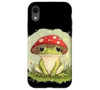 Grenouille ludique avec un chapeau champignon pour les amateurs d'art décontractés Coque pour iPhone XR