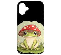 Grenouille ludique avec un chapeau champignon pour les amateurs d'art décontractés Coque pour iPhone 16 Plus