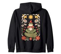 Grenouille méditante sorcière Cottagecore Floral Nature Sweat à Capuche