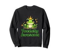 Grenouille Mignonne avec Couronne Assise sur l'herbe Sweatshirt
