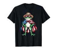 Grenouille Patriotique Portant des Lunettes de Soleil Drapeau américain Cape T-Shirt