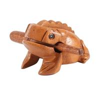 Grenouille porte-bonheur en bois, artisanat traditionnel thaïlandais ; instrument de musique à croassement en bois ; décoration de bonne fortune sculptée à la main, avec bâton en (Taille 3 (10,6 cm))