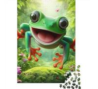 Grenouille Puzzle À 1000 Morceaux Papier Épais Jumping Grenouille in Jungle Puzzle Familial Passionnés De Casse-tête Heures Divertissement Garanties Loisirs Maison 52x38cm/1000pcs
