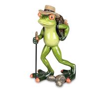 Grenouille randonneur avec bâton de randonnée en pierre artificielle Vert clair