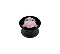 Grenouille Souriante Hiver Mignon Animal Portrait Graphique Bleu Rose PopSockets PopGrip Adhésif