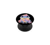 Grenouille Souriante Hiver Mignon Animal Portrait Graphique Bleu Rose PopSockets PopGrip Adhésif