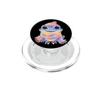 Grenouille Souriante Hiver Mignon Animal Portrait Graphique Bleu Rose PopSockets PopGrip pour MagSafe
