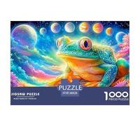 Grenouille sous Le Ciel étoilé avec des planètes Puzzle De 1000 Pièces Grenouille rêve Jeu Classique pour Enfants Et Adultes, Recyclé 38x26cm/1000pcs
