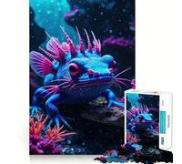 Grenouille sous-Marine néon Puzzle de 1000 pièces illustrant Un amphibien surréaliste et Vibrant idéal pour Les Adolescents Un Jeu Stimulant pour Le Cerveau Un Moment de Partage Artistique