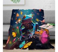 Grenouille Tropicale 3D Printed Plaid Microfibre Décor Maison Papillon Throw Blanket Canapé Chambre Tous Âges 60x80(150x200cm)