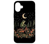 Grenouille Vélo Enchanté Forêt Champignons Croissant de Lune Coque pour iPhone 16 Plus