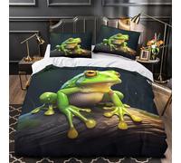 Grenouille verte assise Parure de Lit Imprimé en 3D Ultra Douce Hypoallergique numérique Housse de Couette Microfibre résistante Fermeture Éclair Respirante for Enfants Garçons Ado Single（140x200cm）