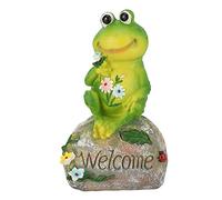 Grenouille verte assise sur une figurine en pierre décoration pelouse jardin piscine décor ornements de cour résine animal mascotte de collection personnalisée pour cour et jardin, sculpture de décora