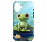 Grenouille Verte Heureuse sur Un nénuphar Coque pour iPhone 16
