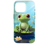 Grenouille Verte Heureuse sur Un nénuphar Coque pour iPhone 16 Pro