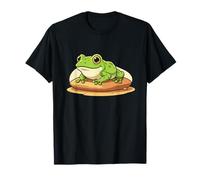 Grenouille Verte Mignonne Assise sur Un Rocher amphibien T-Shirt