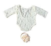 Grenouillère à fleurs et bandeau pour bébé - Accessoires de photographie pour nouveau-né - Cadeau de fête prénatale - Tenue de photographie pour bébé
