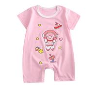 Grenouillère à manches courtes pour nouveau-né - Animaux mignons - Tenues - Grenouillère - Animal, Rose, 0-3 mois