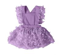 Grenouillère à manches mouches pour nouveau-né avec imprimé mignon pour bébé, lilas, 6-9 mois