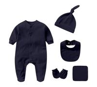 Grenouillère Bébé Doux Tenue Nouveau-nés Garçons Filles 0 à 12 Mois Confortable Quotidien Bonnet Gants Chaussons Six Pièces en Coton Pur