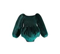 Grenouillere Bebe Fille Automne Velvet Unicolor Manches Longues Epaule Décolleté Noel Mariage Fete Combinaison Body Pyjama Vêtement Nourrisson Chaud Tenue Cadeau