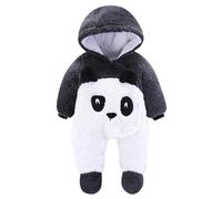 Grenouillere Bebe Garcon 0-12 Mois Hiver Chaud Combinaison Bebe Fille Ours Renard Polaire Vetement Bebe Fille Naissance Pyjama avec Pieds Epais Animal Manteau Bebe garçon Capuche (White, 0-2 Mois)