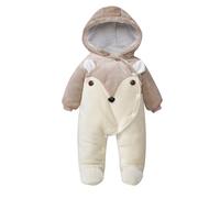 Grenouillere Bebe Garcon 0-12 Mois Hiver Chaud Combinaison Bebe Fille Ours Renard Polaire Vetement Bebe Fille Naissance Pyjama avec Pieds Epais Animal Manteau Bebe garçon Capuche (KH1, 0-2 Mois)