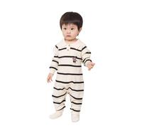 Grenouillere Bebe Garcon Automne Manches Longues Tricot Laine Rayures Polo Gentleman Combinaison Body Pyjama Vêtement Nourrisson Doux Confortable Chaud Tenue Cadeau