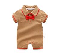 Grenouillere Bebe Garcon Eté Manches Courtes Nœud Banquet Mariage Cent Jours Combinaison Body Pyjama Vêtement Nourrisson Chaud Tenue Cadeau
