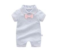 Grenouillere Bebe Garcon Eté Manches Courtes Nœud Banquet Mariage Cent Jours Combinaison Body Pyjama Vêtement Nourrisson Chaud Tenue Cadeau