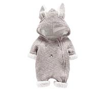 Grenouillère Bébé Garçon Hiver Chaud Combinaison Bebe Garcon 0-24 Mois Vêtements Pyjama Bébé Fille Naissance Body Unisexe Barboteuse Costume (6-12 Mois, Gris)