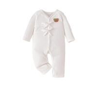 Grenouillere Bebe Garcon Manches Longues Ours Broderie Mignon Combinaison Body Pyjama Vêtement Nourrisson Doux Chaud Tenue Cadeau