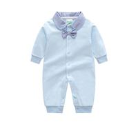 Grenouillere Bebe Garcon Printemps Automne Manches Longues Né pour Ramper Cent Jours Premier Anniversaire Combinaison Body Pyjama Vêtement Nourrisson Chaud Tenue Cadeau