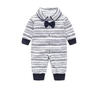Grenouillere Bebe Garcon Printemps Automne Manches Longues Nœud Banquet Mariage Cent Jours Premier Anniversaire Combinaison Body Pyjama Vêtement Nourrisson Chaud Tenue Cadeau