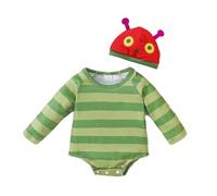 Grenouillere Bebe Naissance Fille Garcon Ensemble Barboteuse rayée à Manches Longues et Bonnet pour Nouveau-né, garçon et Fille