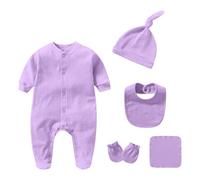Grenouillere Bebe Nouveau Ne Unisexe Manches Longues Pieds Capuche Gants Bonnet Six Pieces Combinaison Body Pyjama Vêtement Nourrisson Chaud Hiver Tenue Cadeau