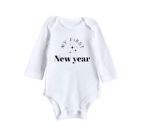 Grenouillere Bebe Nouvel an Premiere Annee Manches Longues Imprimé Lettres Combinaison Pyjama Body Garçon Fille Tenue Cadeau Vêtement Nourrisson Chaud Noel Hiver Naissance