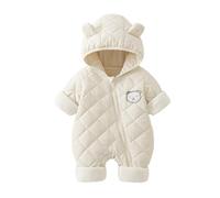 Grenouillère Capuche Combinaisons Tricoté Polaire Manches Longues Barboteuses Grenouillères En Velours Chaud Vêtements d'Extérieur Automne Hiver Pour les Tout-Petits 0-6 Mois Body