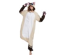 Grenouillère Chat Siamois Animal Adulte, Costume de Cosplay Animal pour Hommes et Femmes Pyjamas d'halloween, Vêtements de Nuit Unisexes Une Pièce Homewear