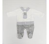 Grenouillère Chenille Avec Broderie Blanche Grise 3/6 Mois