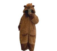 Grenouillère en forme de capybara pour adultes, couverture à capuche portée comme vêtement, costume de capybara en flanelle douce pour Noël - Pyjama pour femmes et hommes