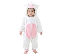 Grenouillère Hiver Combinaison Pyjama Bébé, Flanelle Animaux Stitch Licorne Dinosaure Combi Pilote Surpyjama à Capuche, Cute Enfant Garçon Fille Déguisement Blanc Licorne 90(12-18 Mois)