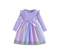Grenouillere Hiver Tenue Noel Bebe Fille 9 Mois - Robe De Princesse À Manches Longues Pour Petites Filles, Tenue De Noël, Avec Nœud, Nouvelle Automne 2024 (Purple, 4-5 Years)