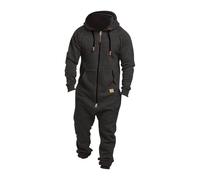 Grenouillère Homme Combinaison Pyjama Homme Comfortable Hommes Polaire Rompe Jumpsuit Longue Combinaison de Loisirs pour l'hiver Vêtement Une Pièce Hiver Chaud Couleur Unie Pyjama (Grey, XXXXL)